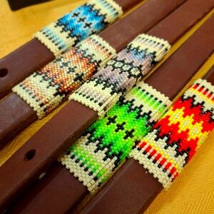 🎄HP 2x🎄Custom made to order beaded one ear leather headstall NWT